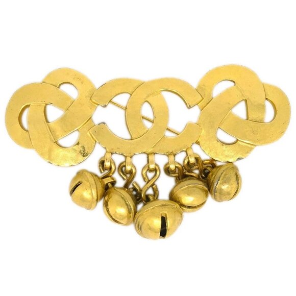 Chanel Bell CC Brooch Pin Gold - Picture 1 of 5